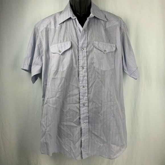 Panhandle Slim Western Shirt 17 Blue Striped Pearl - Picture 2 of 5